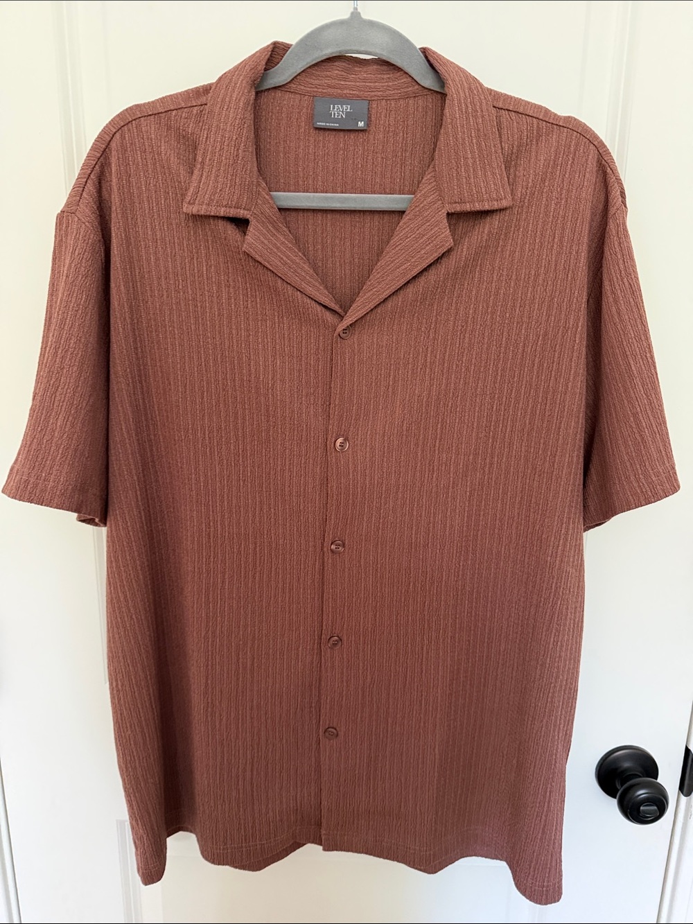 LEVEL TEN Short-Sleeve Casual Button-Down Shirt - Rust